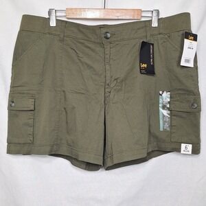 Lee Sz 20 Ultra Lux Comfort Flex-to-Go Cargo Short Olive Green NEW Womens Plus